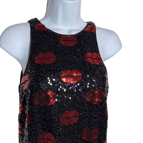 Aiden Mattox lips kisses sequin Black Dress Size 0 sleeveless little black dress - Picture 5 of 9